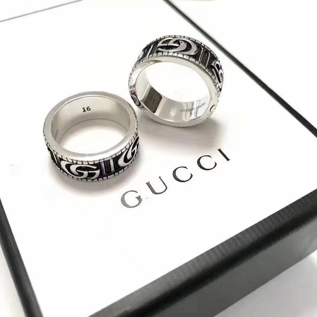 Gucci Double G Sterling Silver Ring In Gray