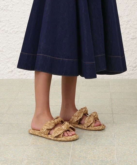 Zimmermann Carousel Flat Sandals Open Toe Braid In Brown