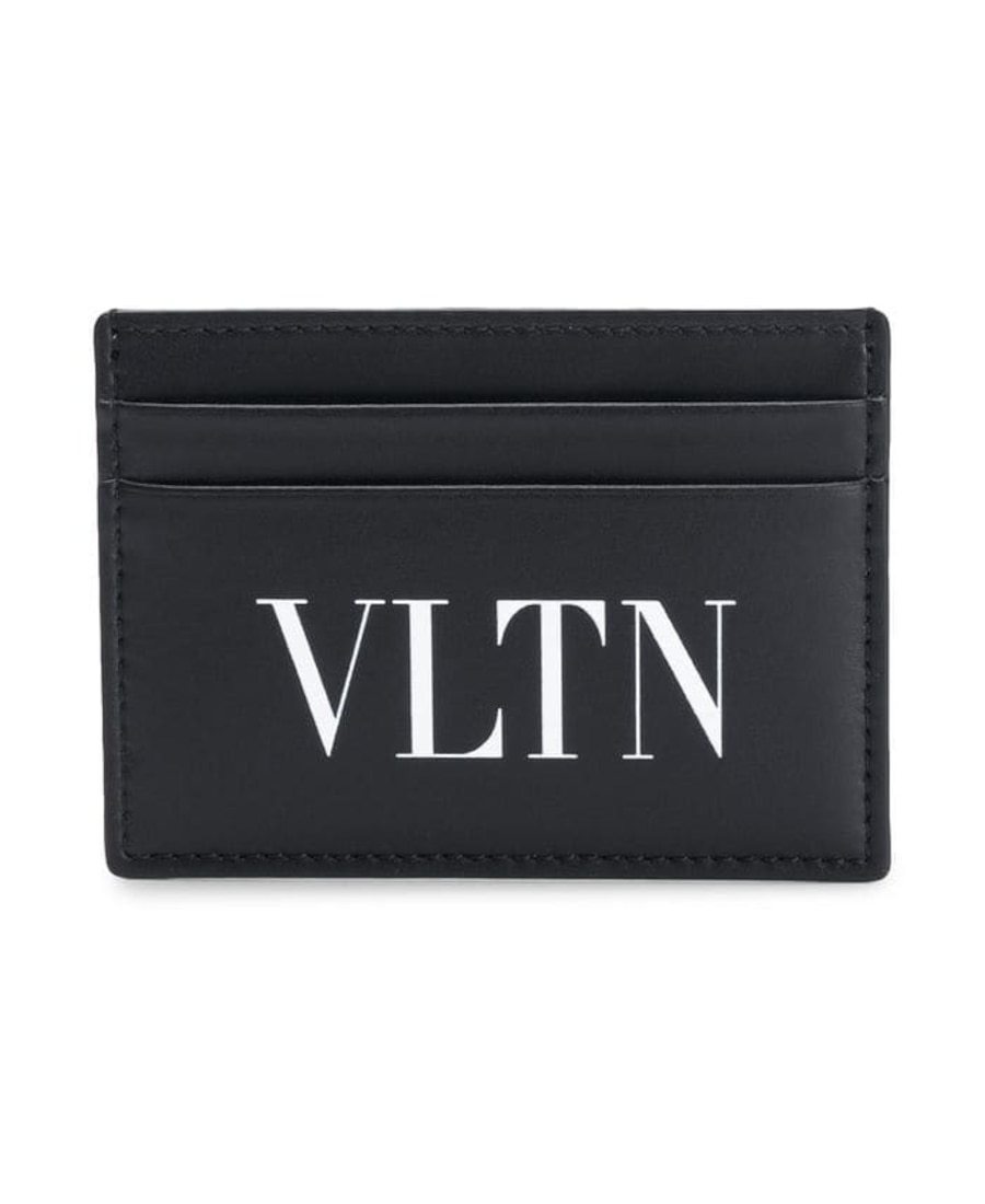 Valentino Vltn-print Cardholder In Black