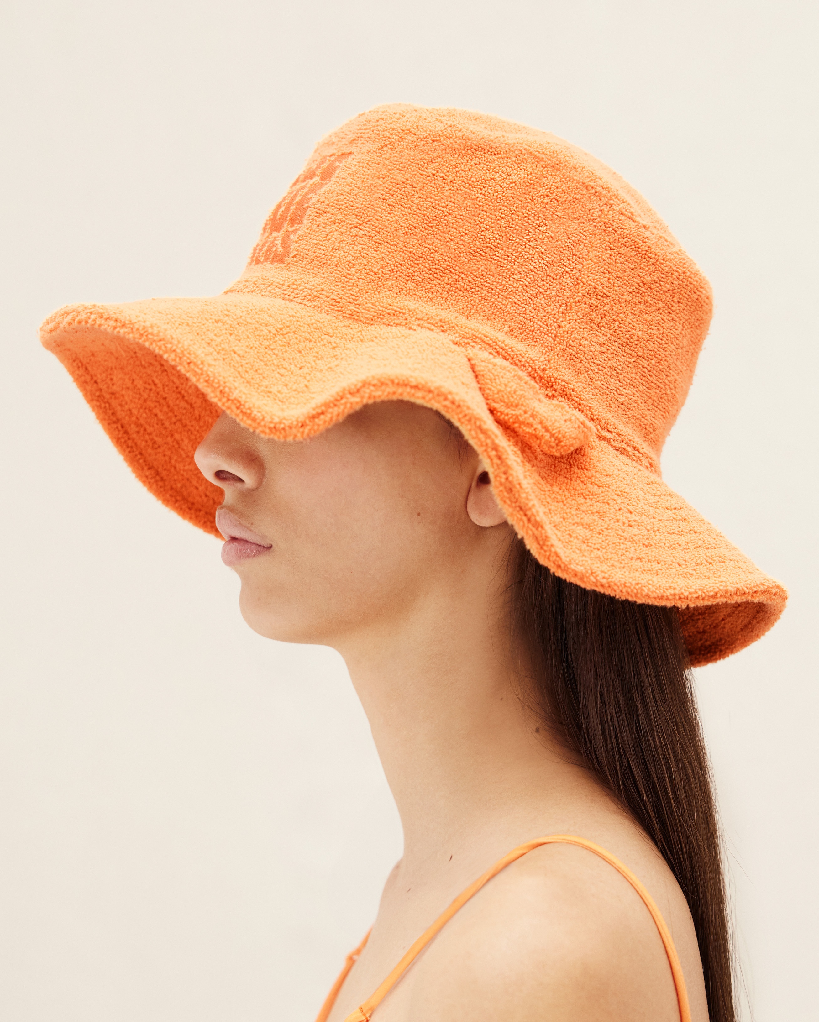 Jacquemus Le Bob Bandho Terry-cloth Bucket Hat In Orange