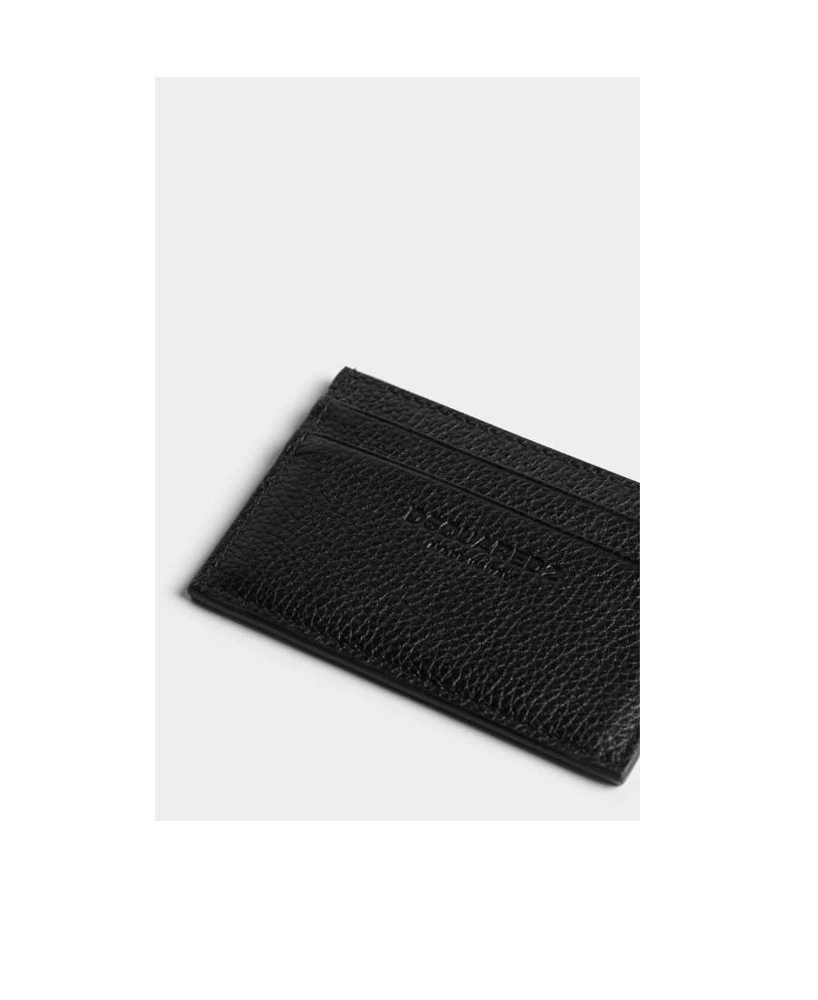 Dsquared2 Textured Leather Card Holder With Printed Logo In Black