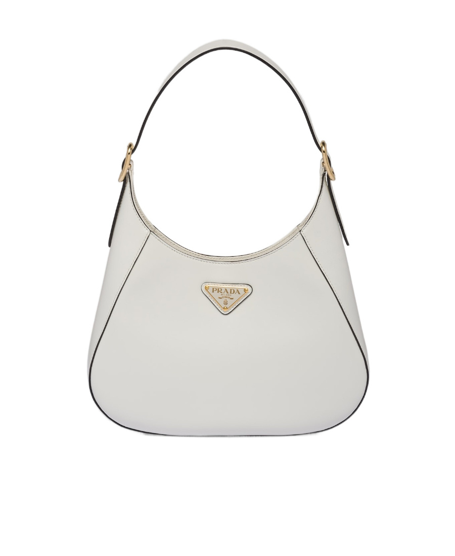 Prada City Calf Leather Hobo Bag In White