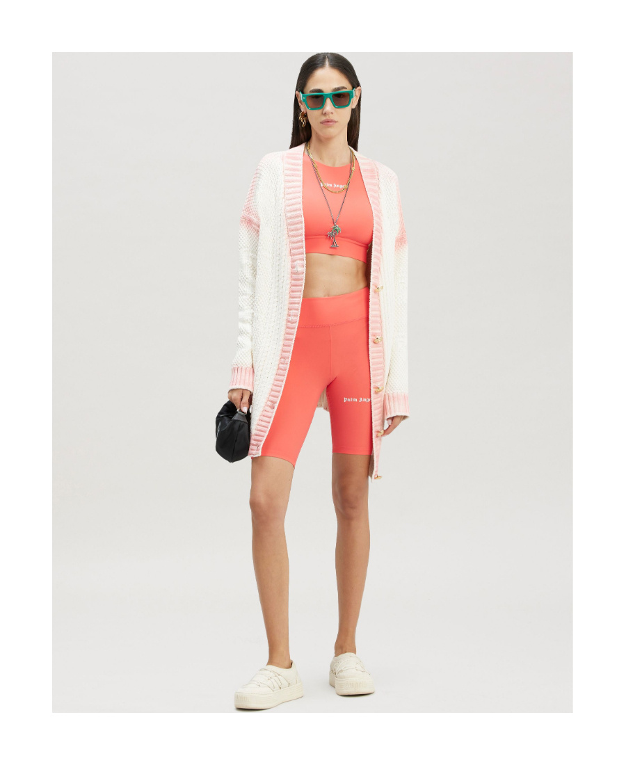 Palm Angels Two-tone Knitted Cardigan In White