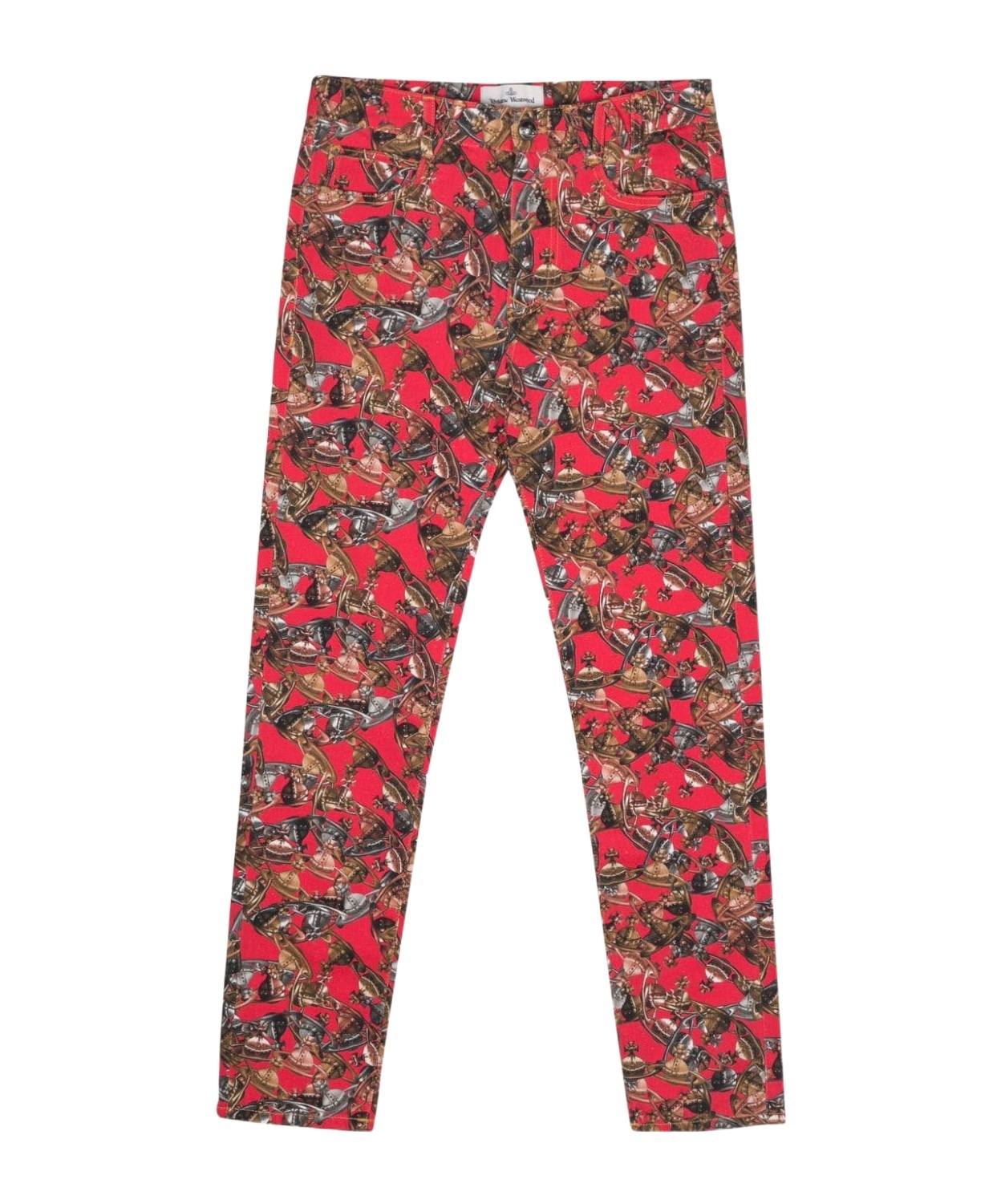 Vivienne Westwood Signature Logo Print High-waisted Trousers In Brown