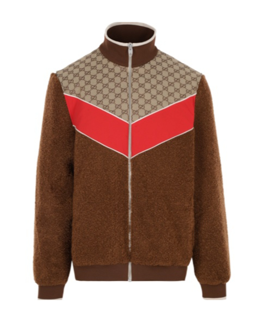 Gucci Gg Monogram-pattern Zip-up Jacket In Brown