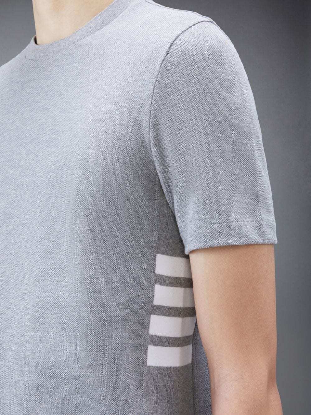 Thom Browne 4-bar Insert Piqué T-shirt In Gray