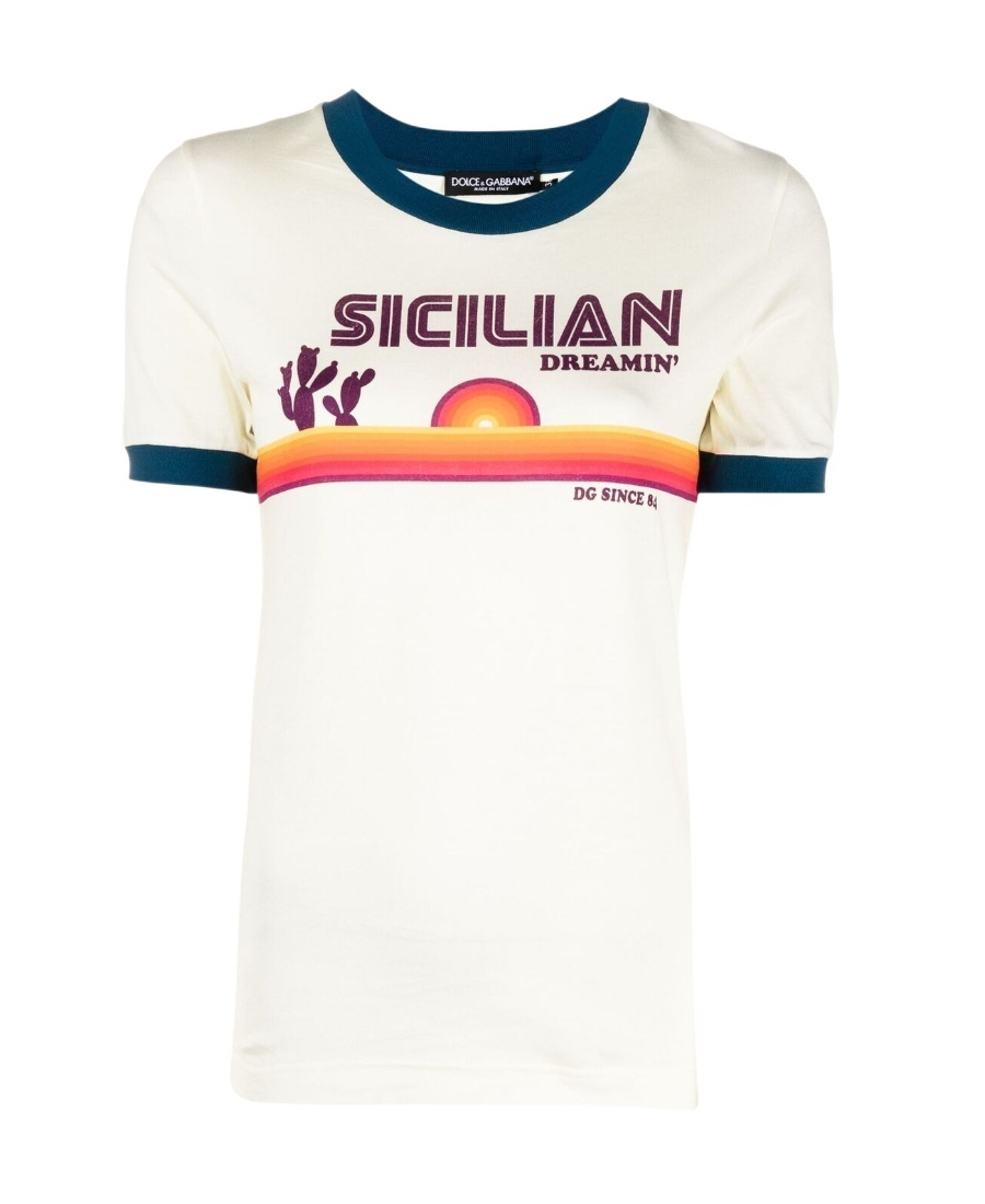 Dolce & Gabbana Sicilian-print Crew Neck T-shirt In Multicolor