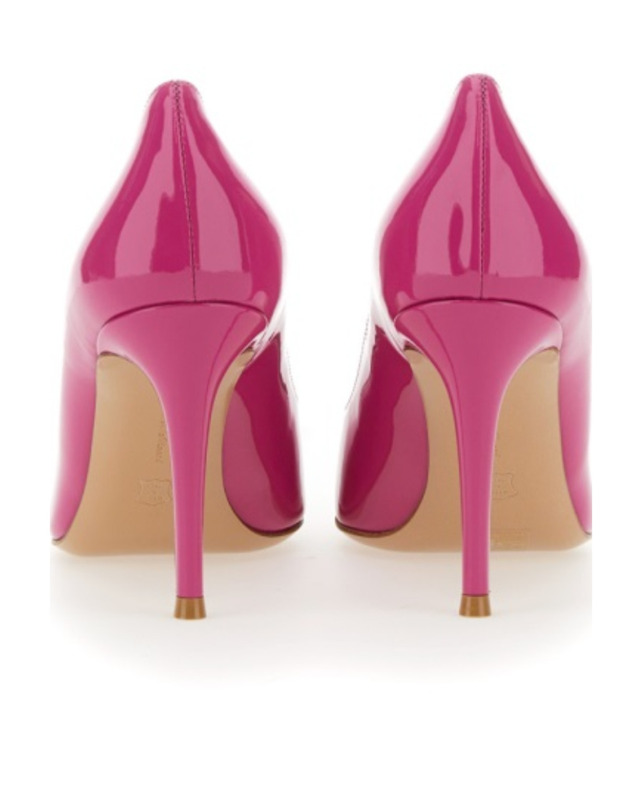 Gianvito Rossi Glossy Leather Pointed Toe Stiletto Heel Pumps In Pink