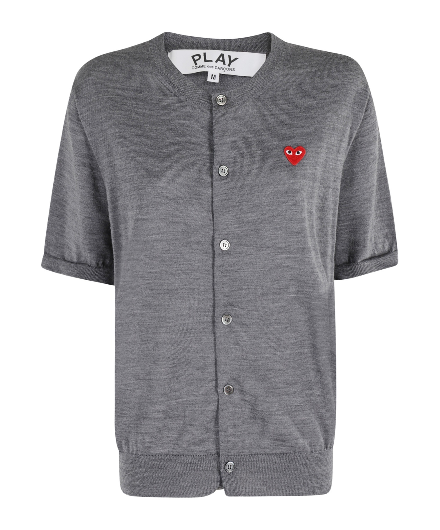 Comme Des Garçons Play Heart-patch Wool Cardigan In Gray
