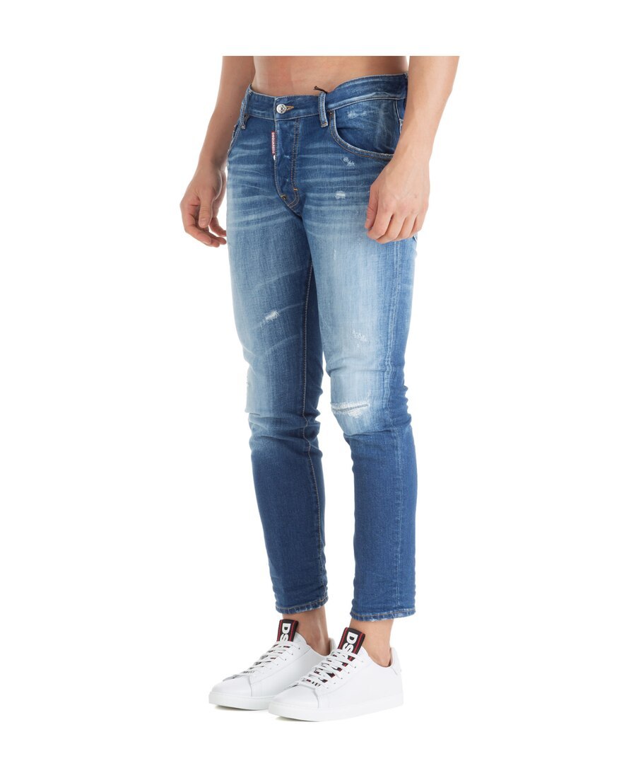 Dsquared2 Distressed Skater Jeans In Blue