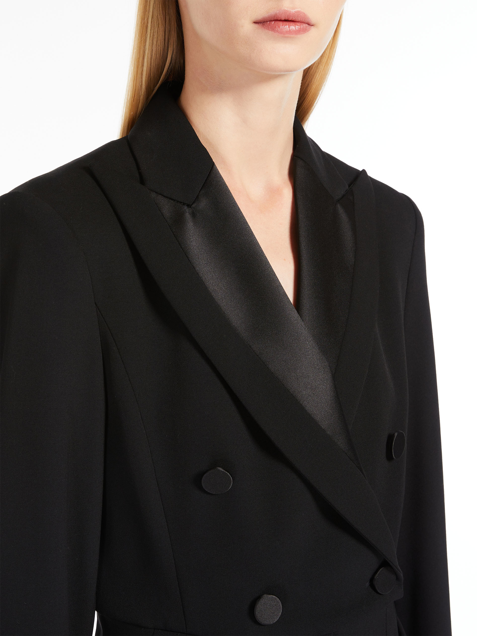 Max Mara Double-breasted Wool Jumpsuit In Black