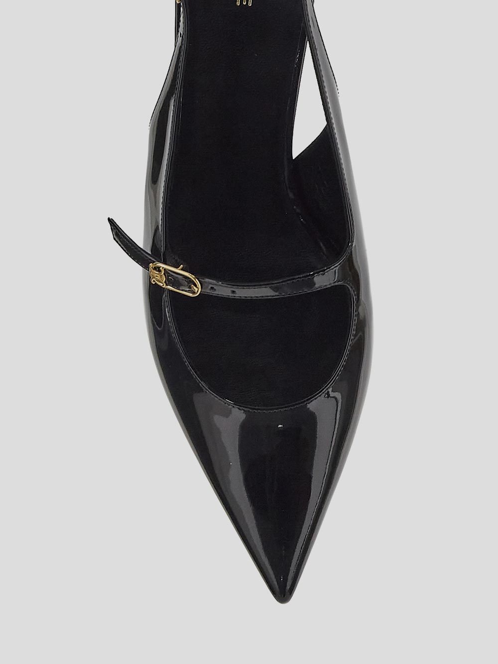 Celine Alma Triomphe Patent Slingback Flat In Black