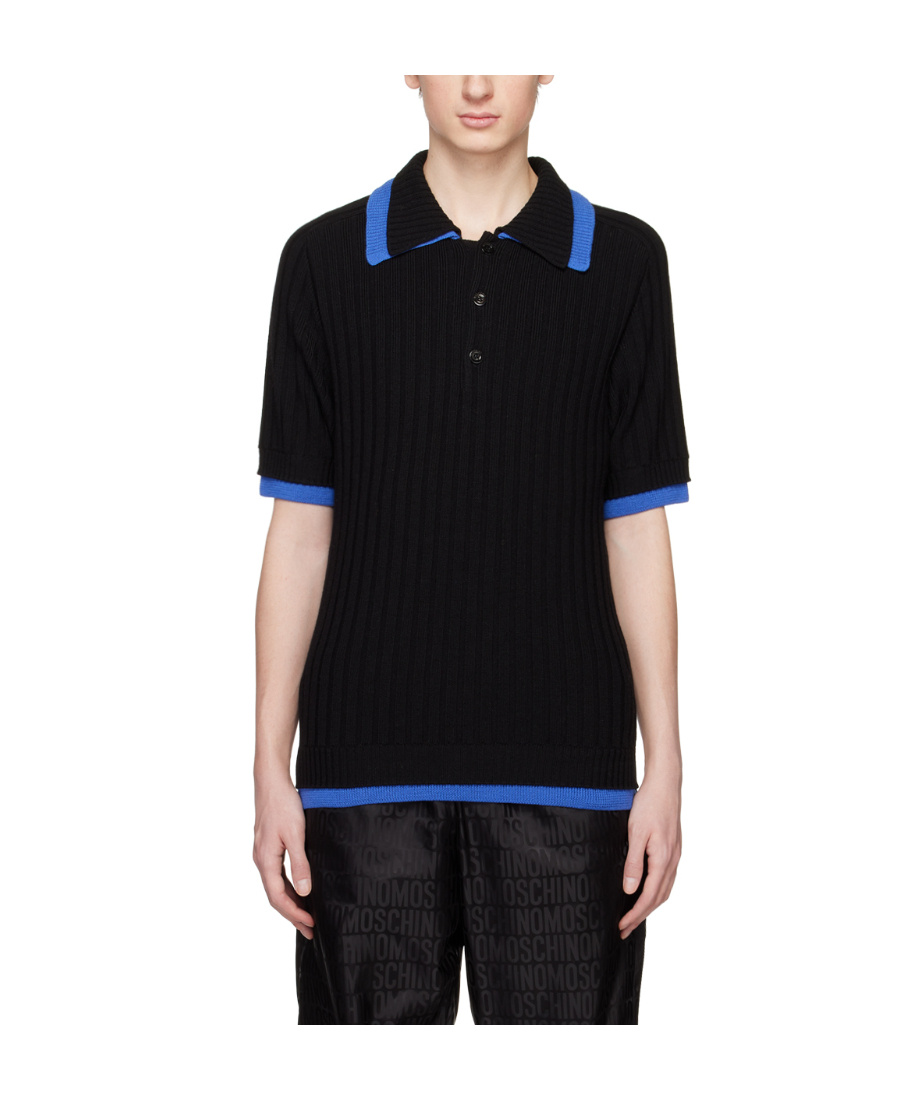 Moschino Logo Short-sleeved Polo Shirt In Black
