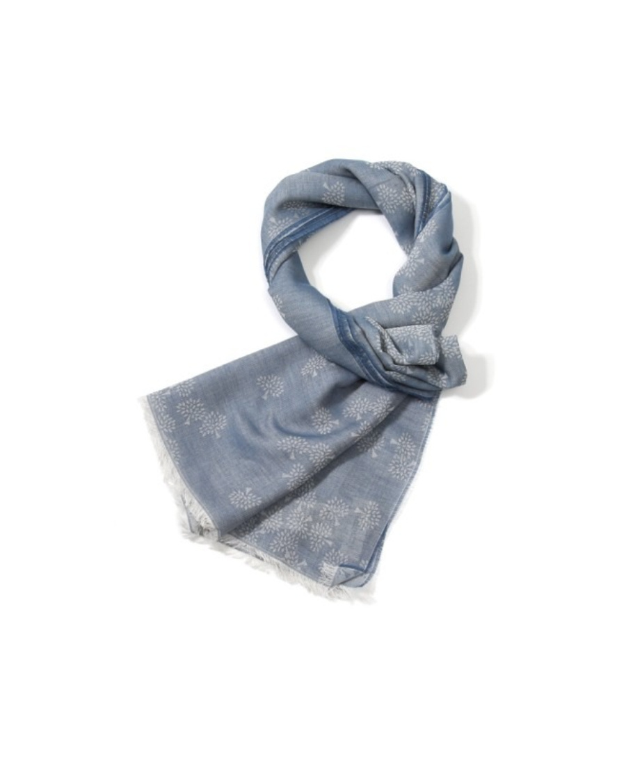 Mulberry Semi-sheer Floral-print Scarf In Gray