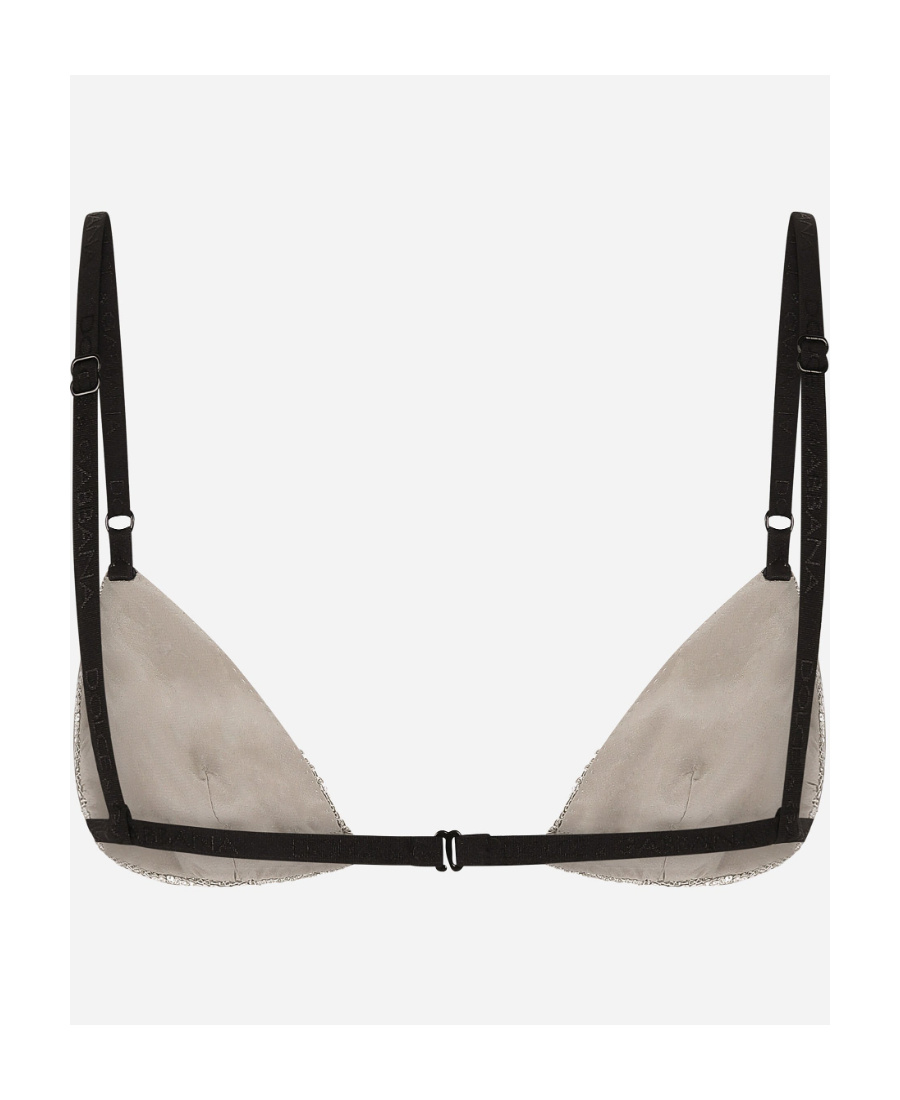 Shop Dolce & Gabbana Crystal-embellished Triangle Bra In Gray