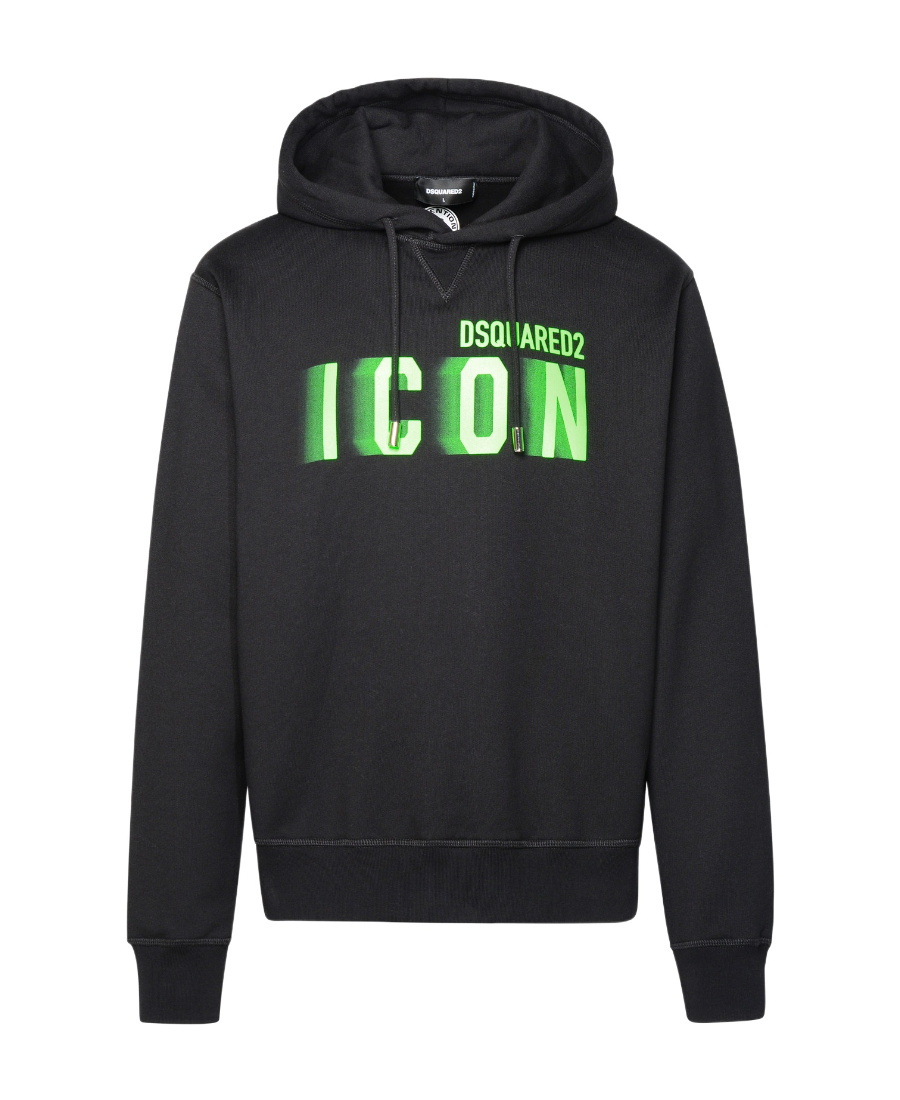 Dsquared2 Icon Printed Drawstring Hoodie In Black