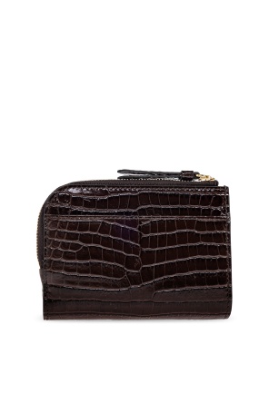 Jimmy Choo Crocodile-effect Zip Wallet In Black