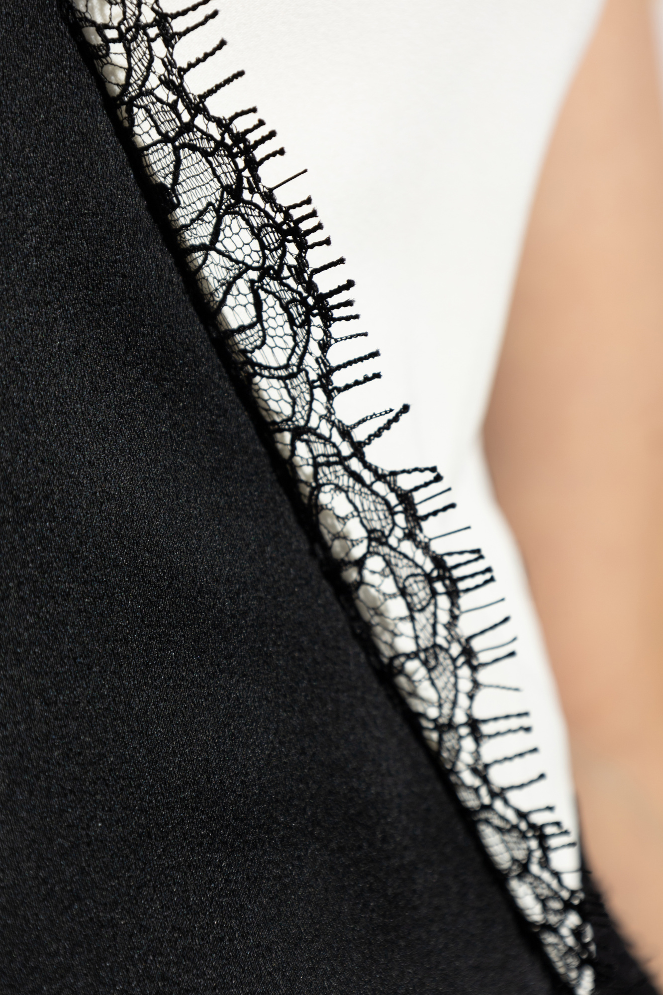 Victoria Beckham Lace-trimmed Satin Midi Dress In Black