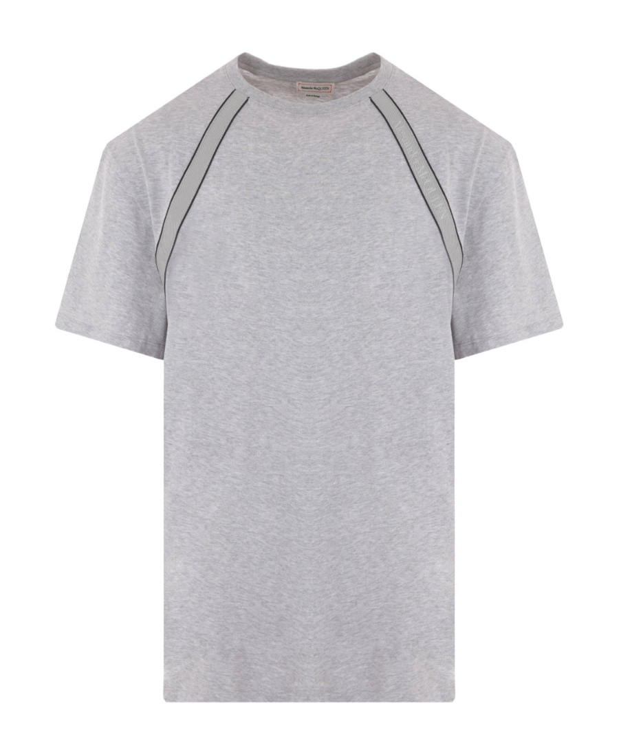 Alexander Mcqueen Organic Cotton T-shirt With Logo Detail In Gray
