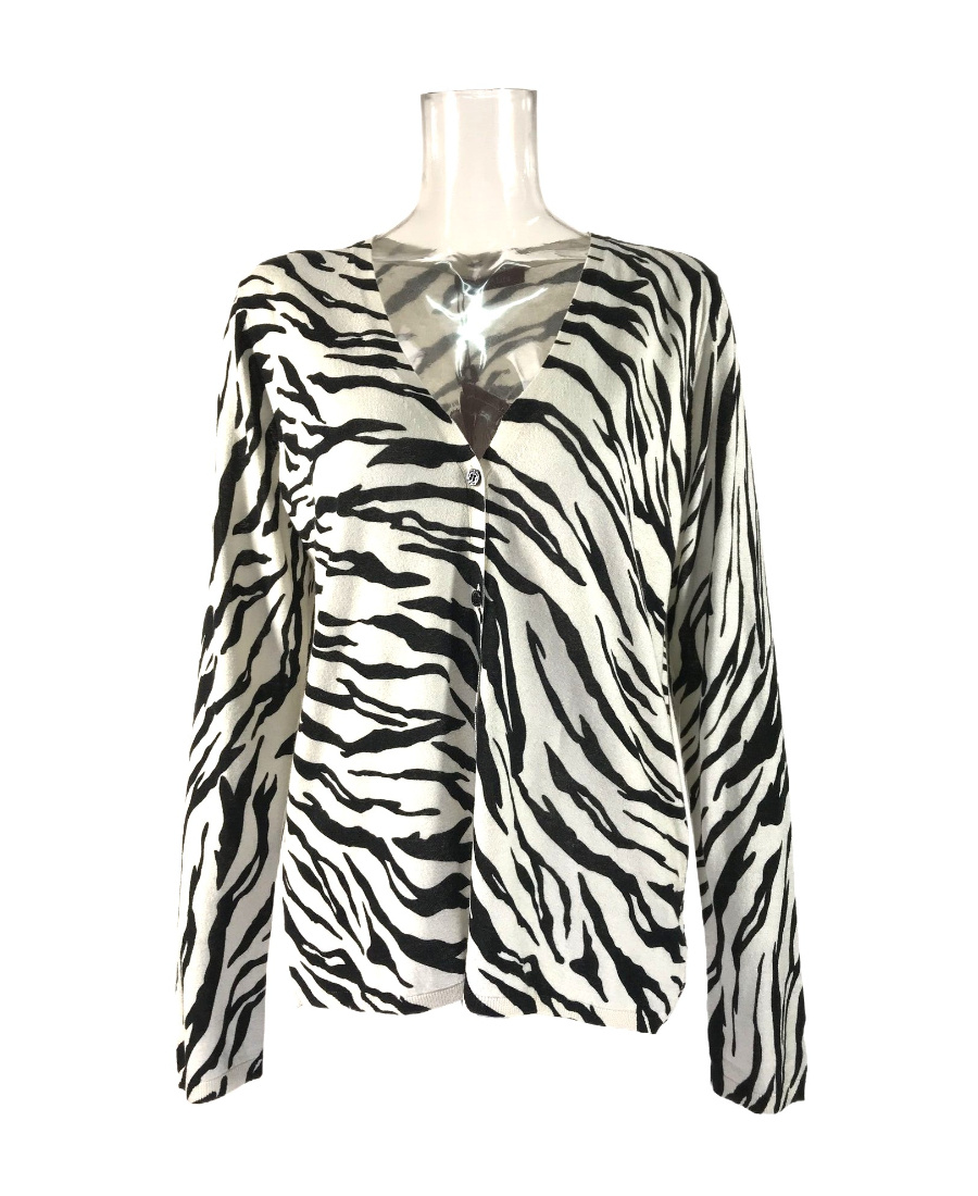 Max Mara Zebra Knitted Cardigan In White