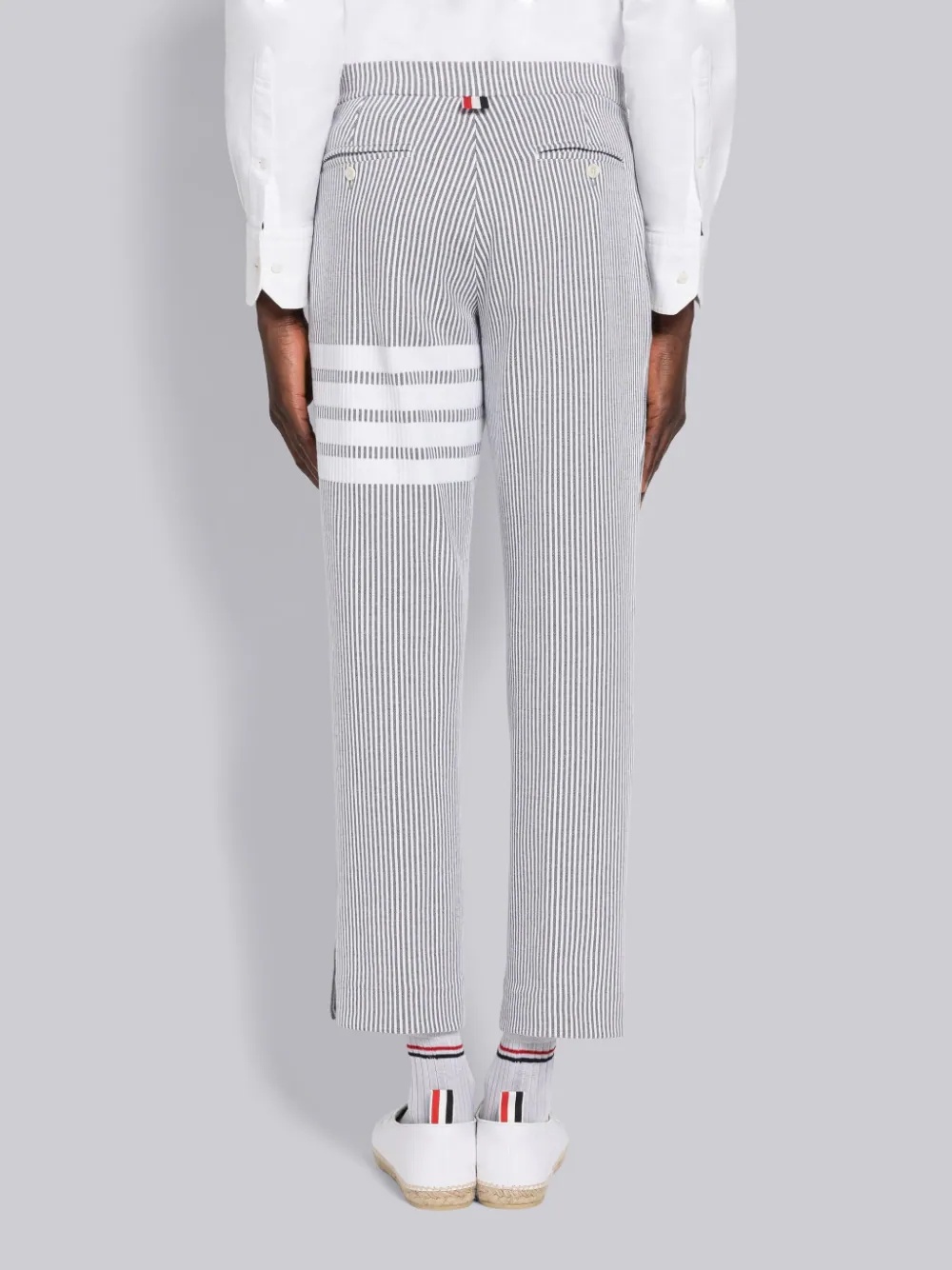 Thom Browne 4-bar Seersucker Tailored Trousers In White