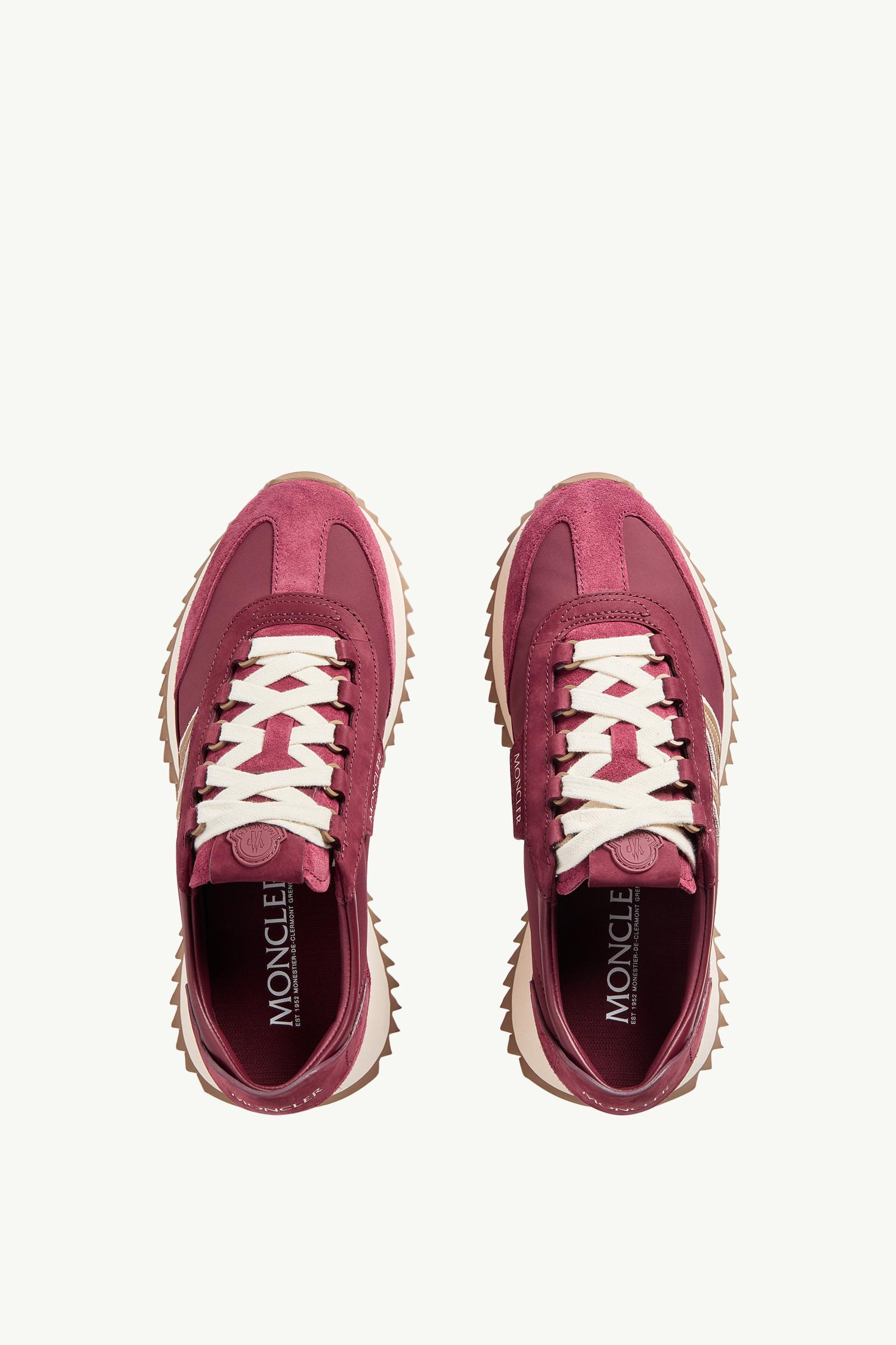Moncler Pacey2 Suede And Nubuck Low-top Sneakers In Burgundy