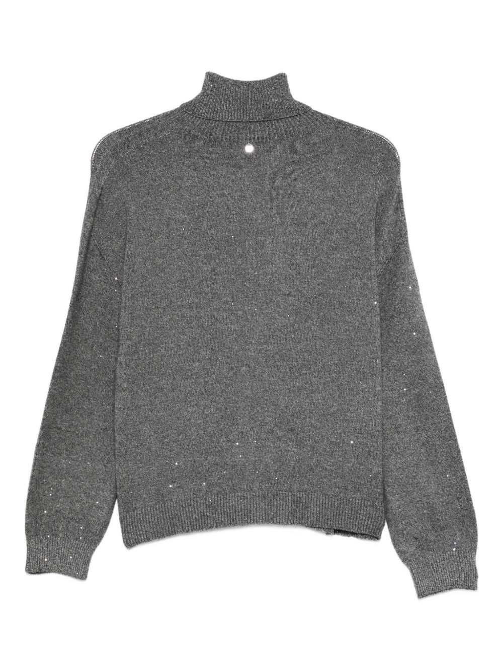 Liu •jo Embellished Turtleneck Sweater In Gray