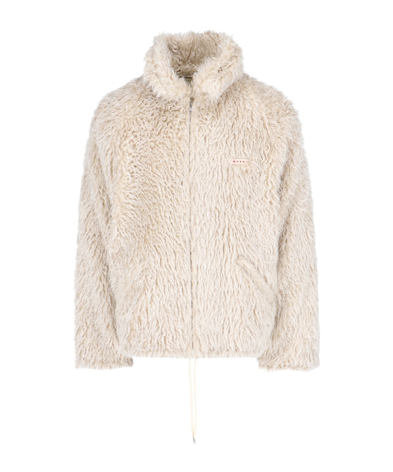 Marni Giacca In Ecopelliccia Con Cappuccio Removibile In Nude