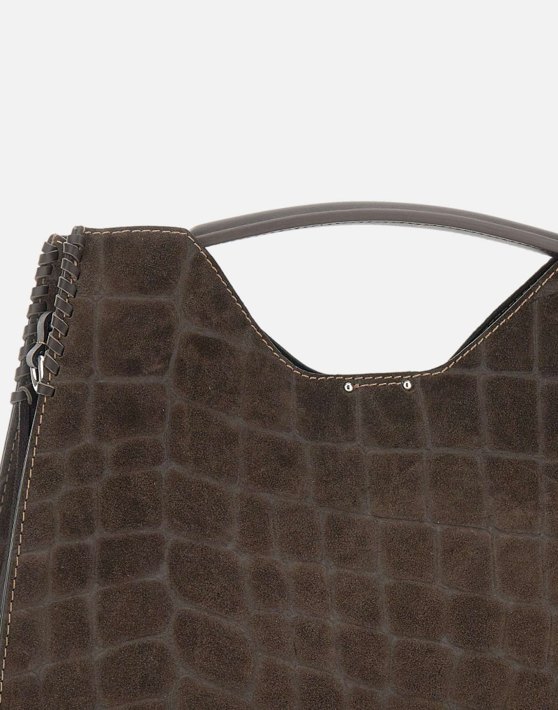 Gianni Chiarini Crocodile-effect Top-handle Bag In Brown