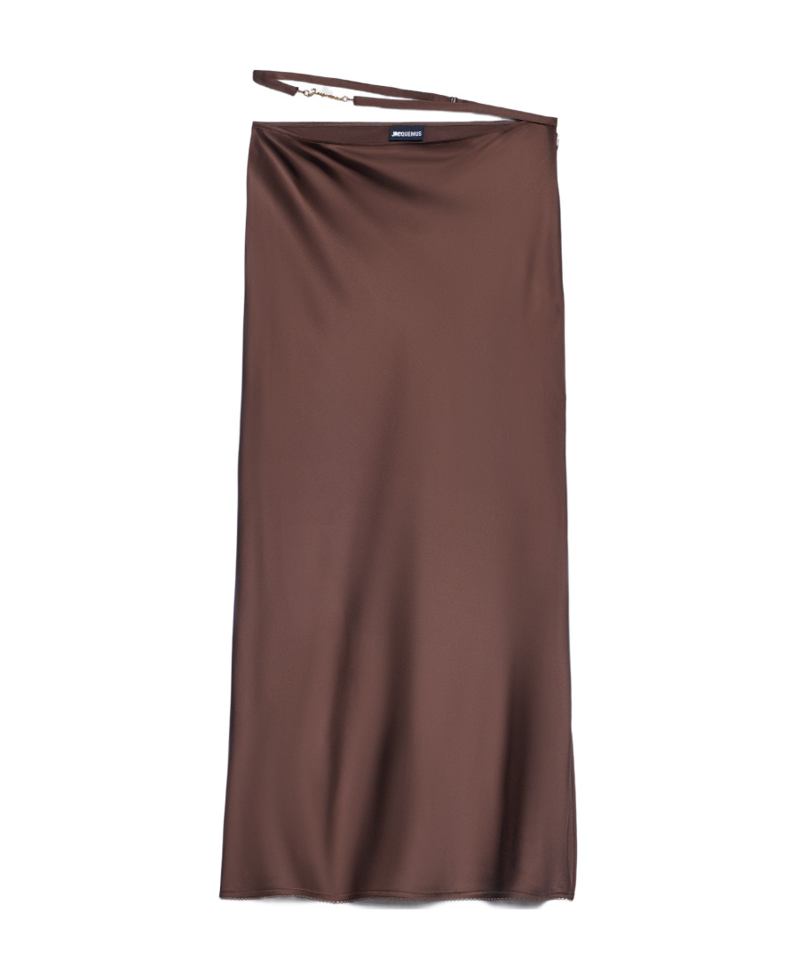 Jacquemus Logo-plaque Midi Skirt In Red