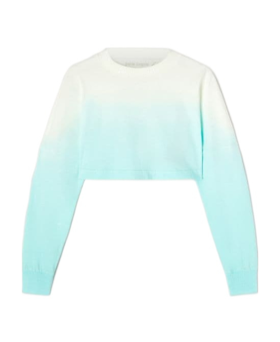 Palm Angels Gradient Cropped Long-sleeve T-shirt In Blue