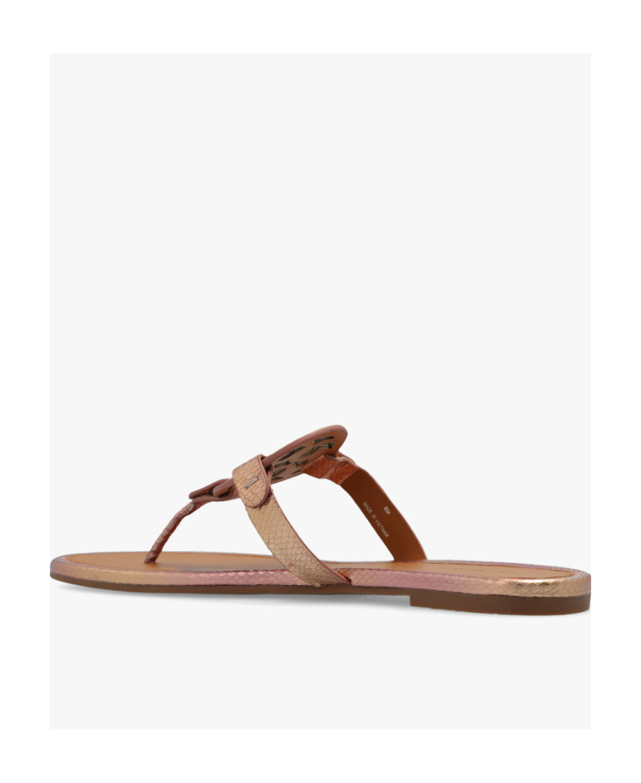 Tory Burch Miller Snake-embossed Sandals In Nude