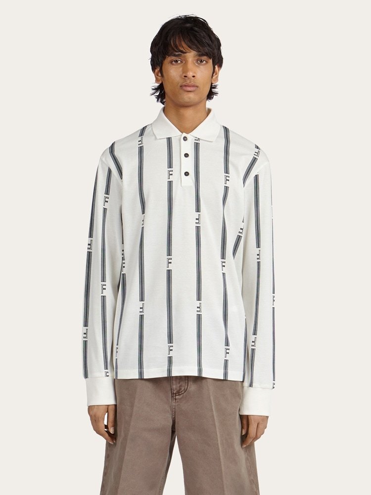 Ferragamo Long-sleeved Polo Shirt In White