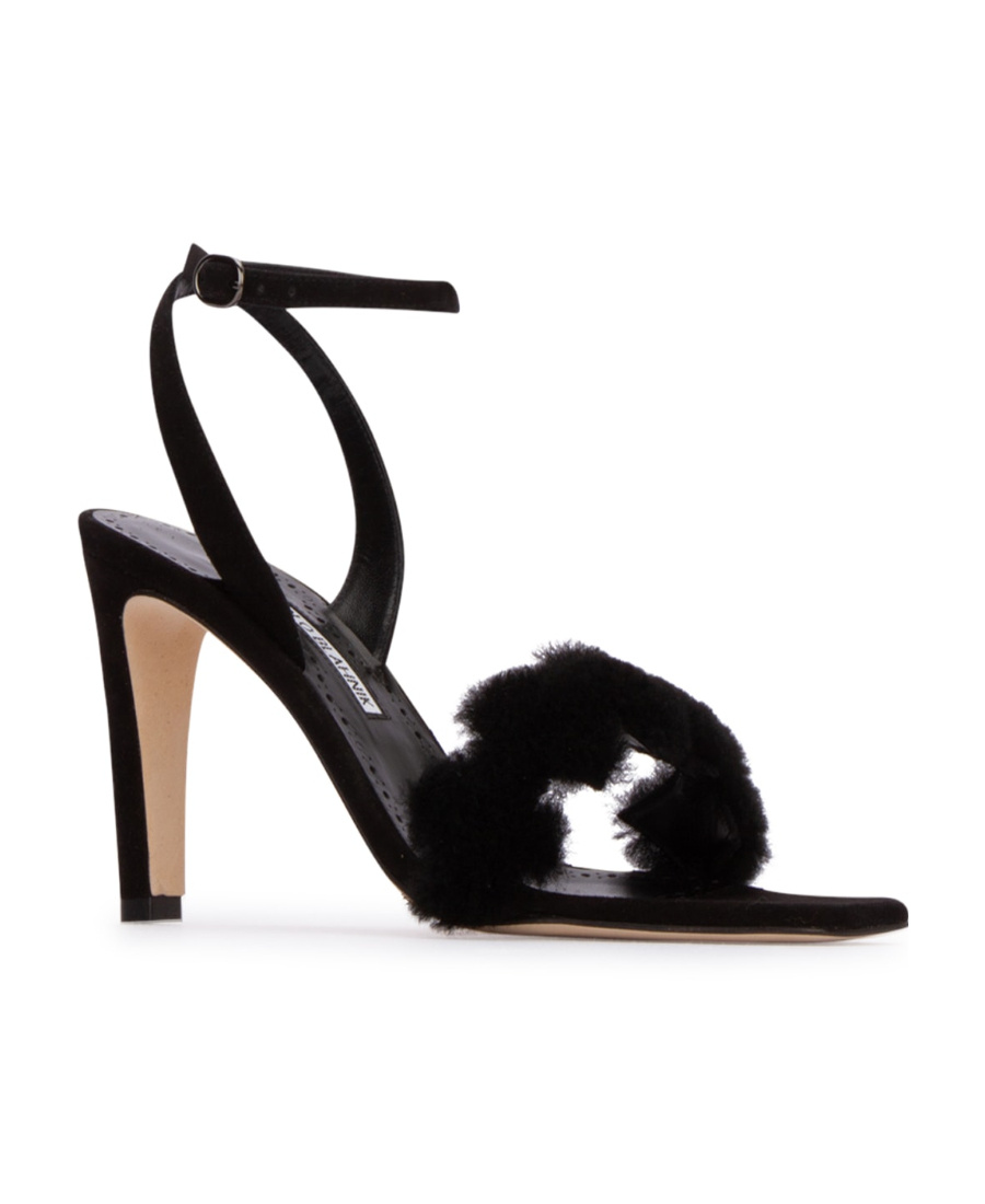 Shop Manolo Blahnik Ankle Buckled Open-toe Sandals In Black