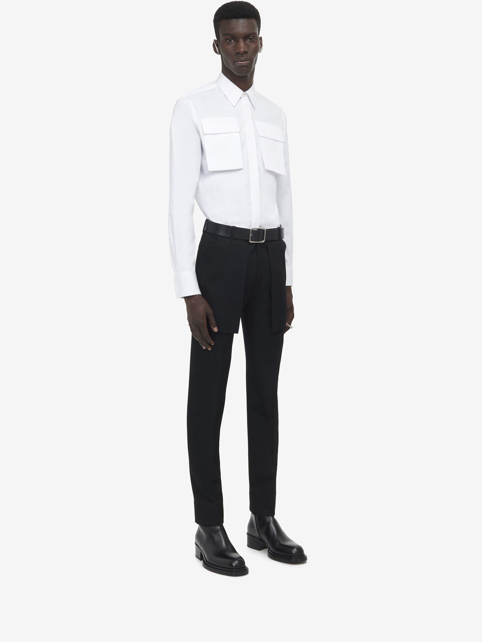 Alexander Mcqueen Long Sleeved Pocket Detailed Shirt In White