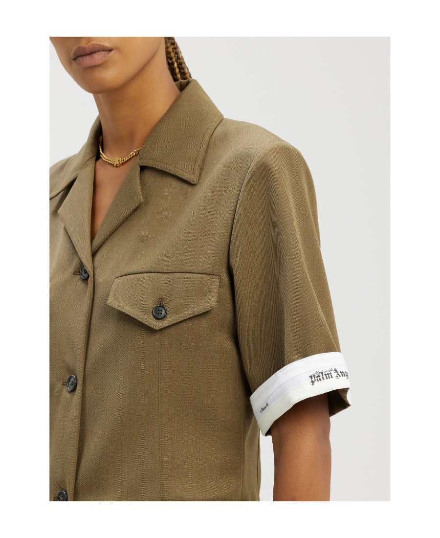 Palm Angels Reverse Logo-band Minidress In Green