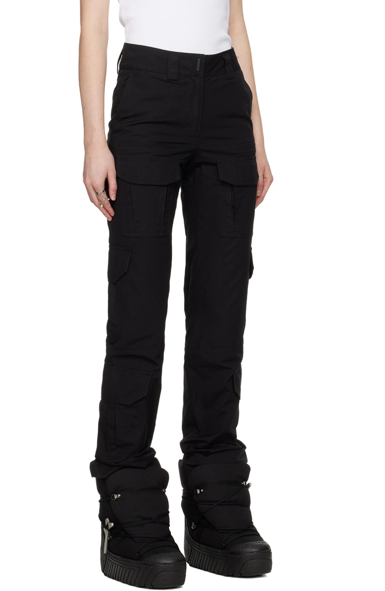 Givenchy Fine-check-pattern Cargo Trousers In Black