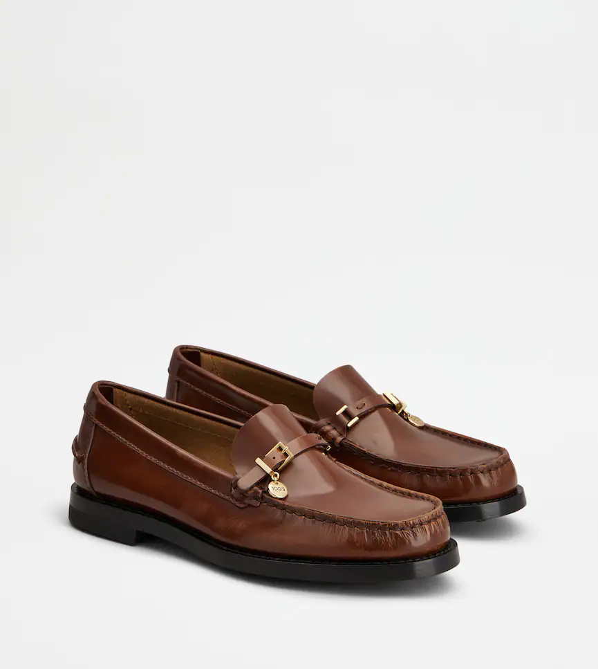 Tod's Caramel Leather Loafers In Multi