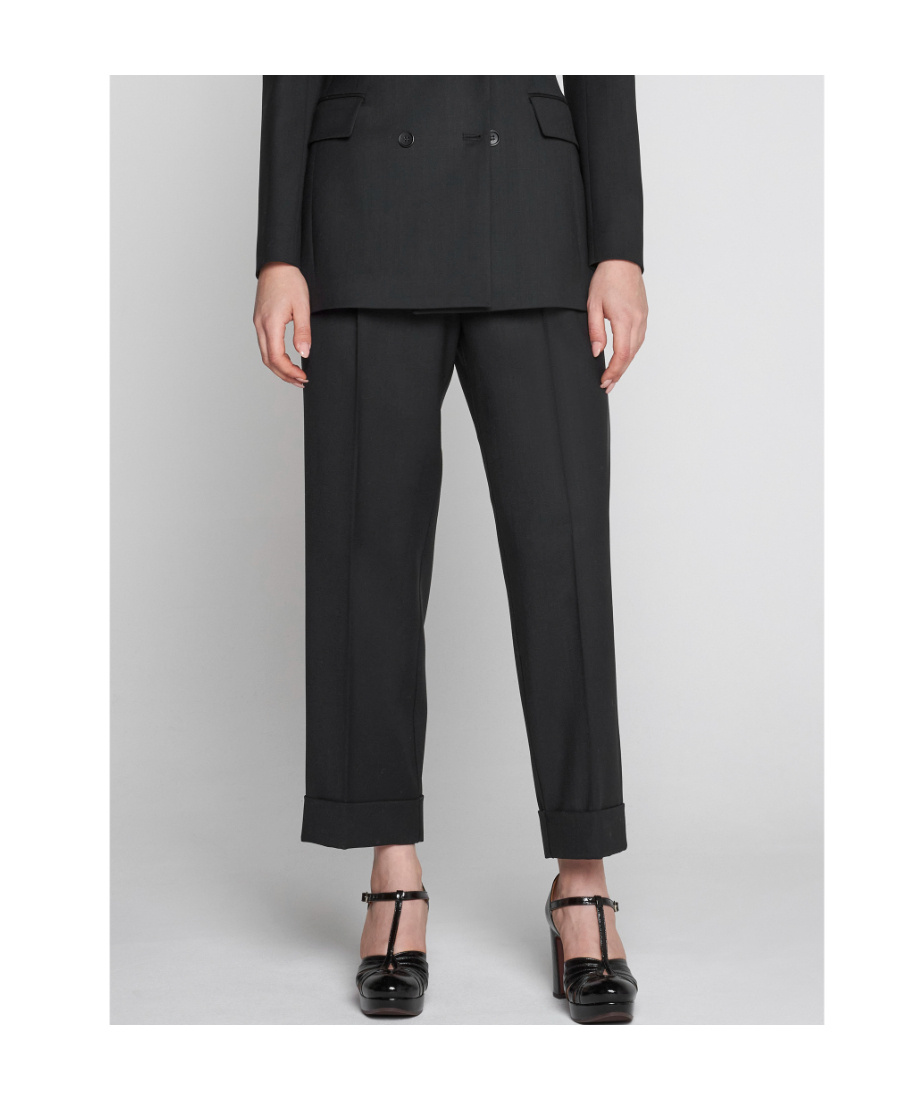 P.a.r.o.s.h Blue Pants With Wide Leg And Elastic Rear Waist In Tech Fabric Woman In Black