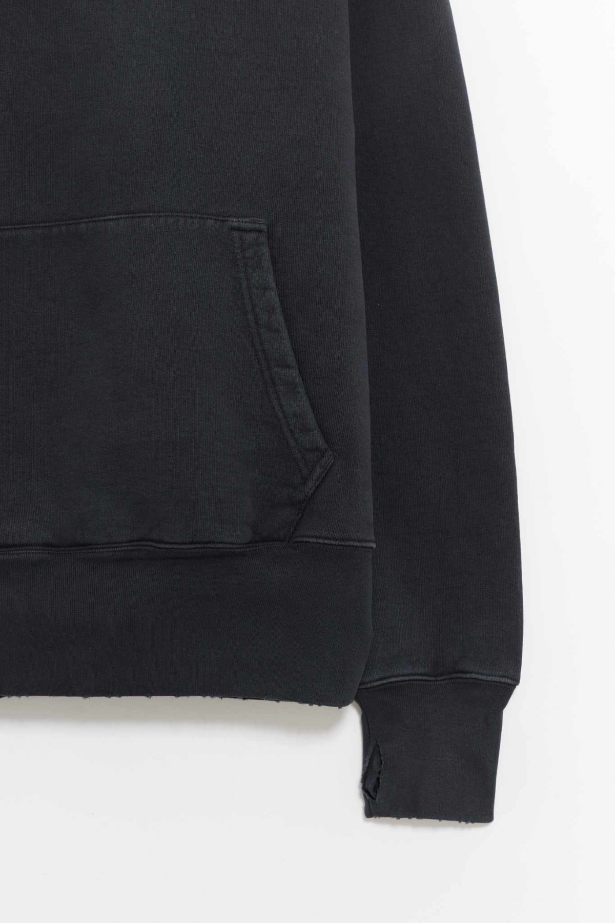 Our Legacy Relic Cropped Distressed Cotton-jersey Hoodie In Black