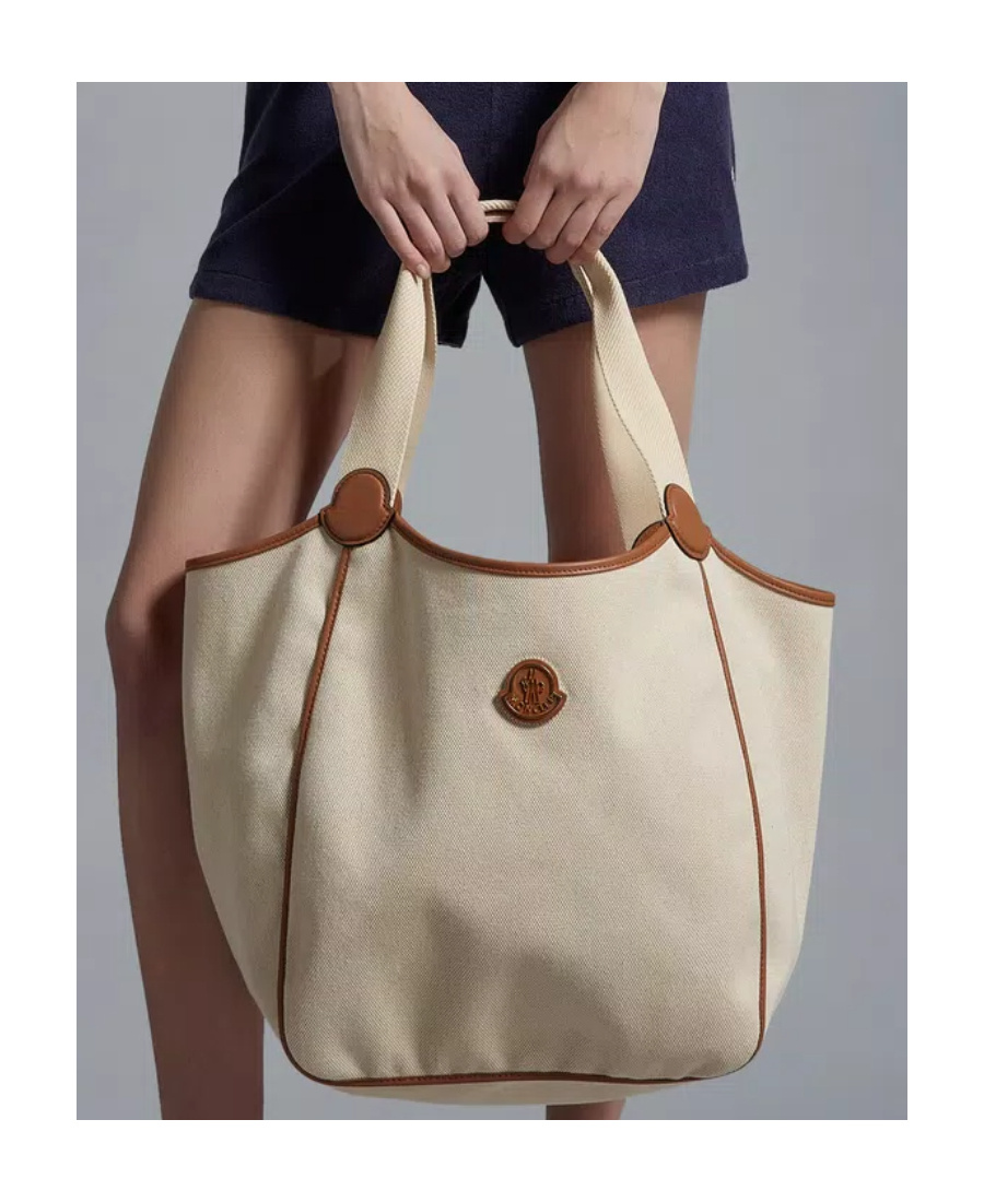Moncler Nalani Canvas Tote Bag In Nude