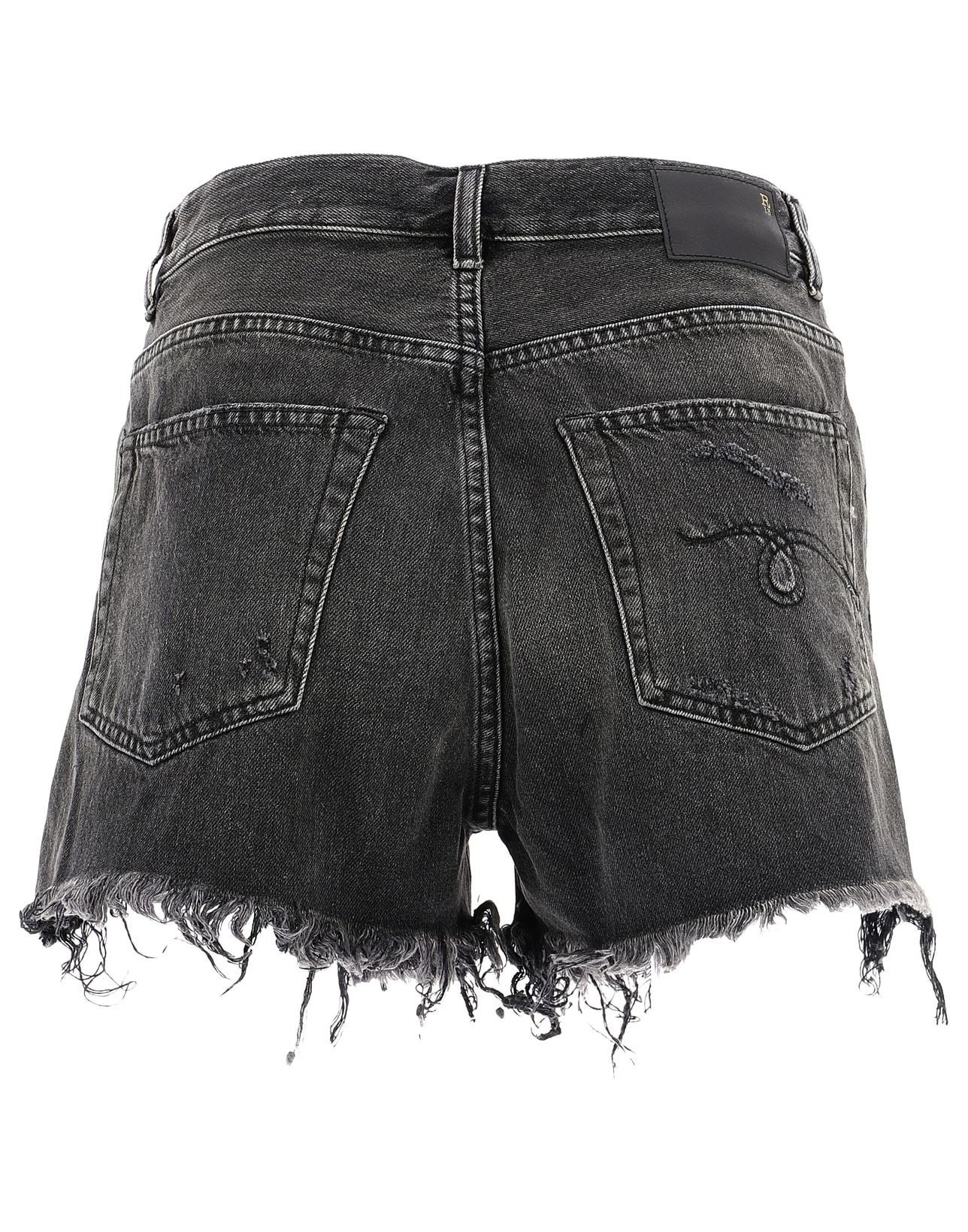 R13 High Rise Distressed Denim Shorts In Black