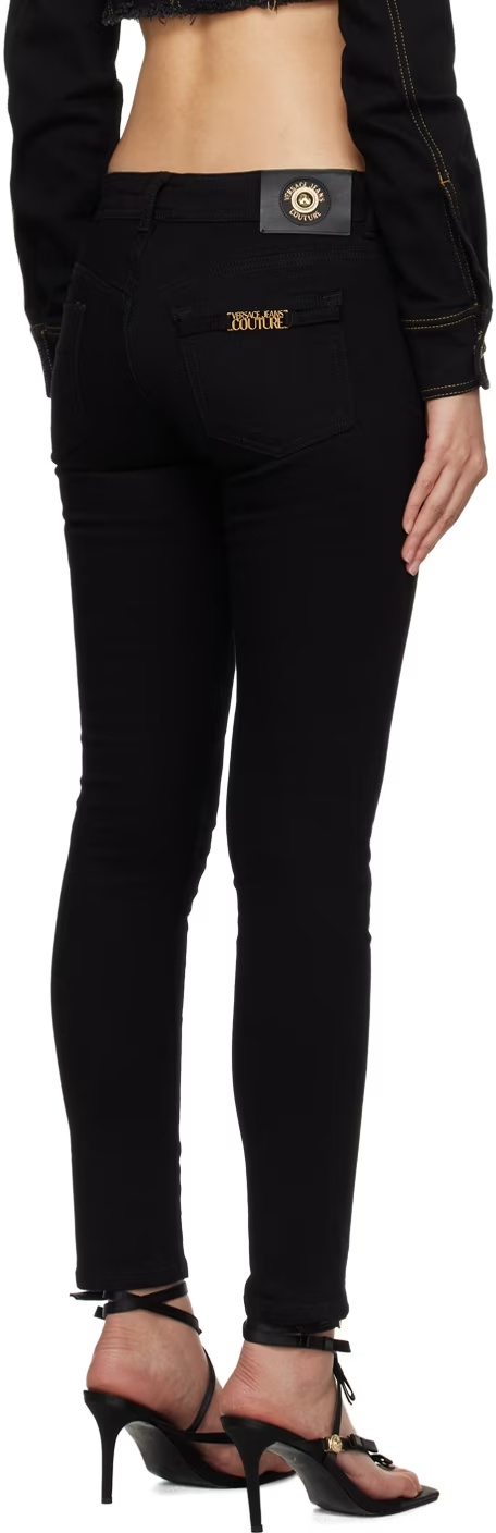 Shop Versace Jeans Stretch Denim Trousers In Black