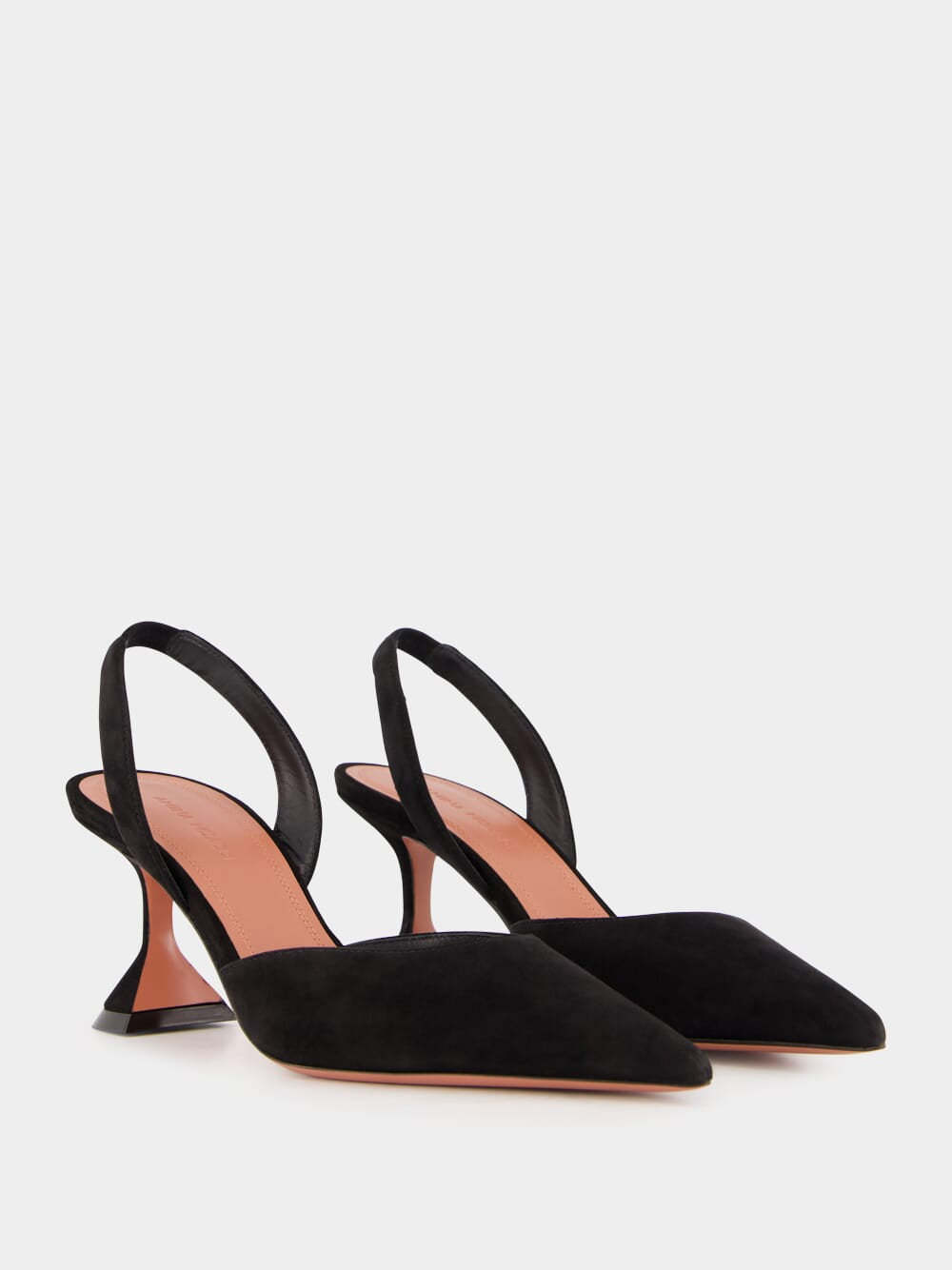 Amina Muaddi Womens Black Holli 70 Suede Slingback Heels In Black