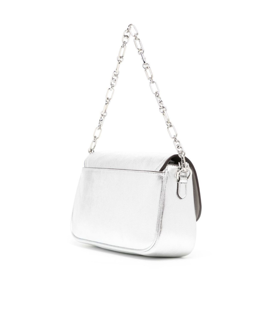 Michael Kors Silver-tone Medium Parker Shoulder Bag In White