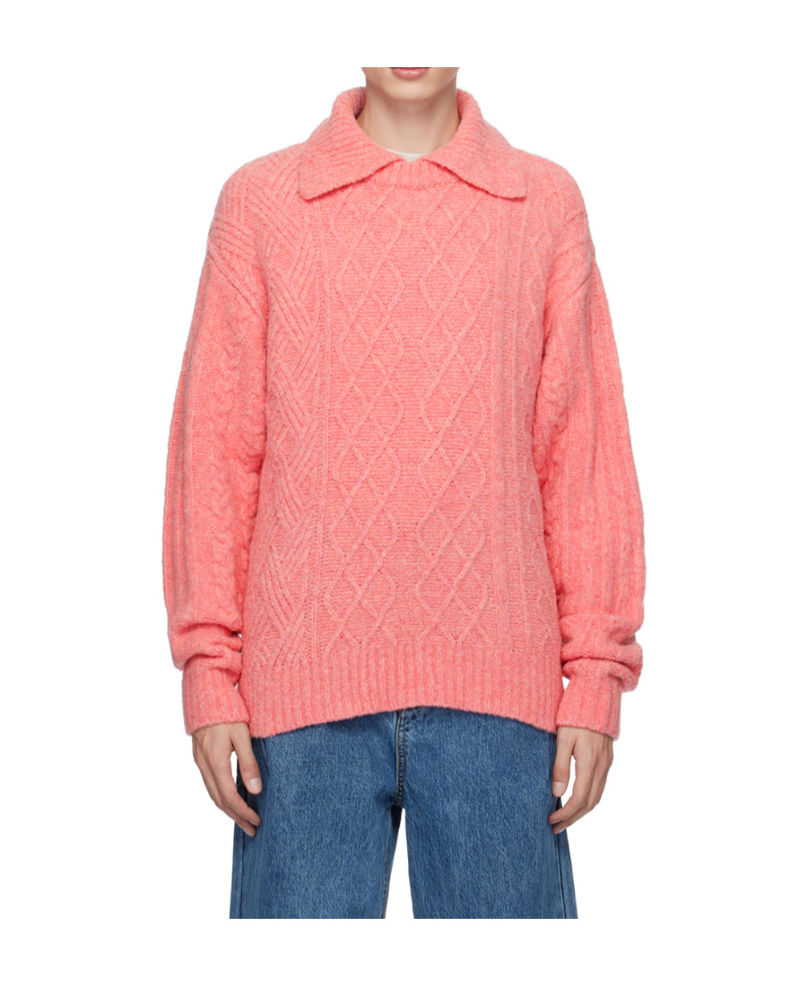 Ader Error Pink Layered Collar Polo In Pink