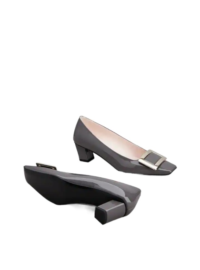 Roger Vivier Belle Vivier Patent Pumps With Metal Buckle In Black