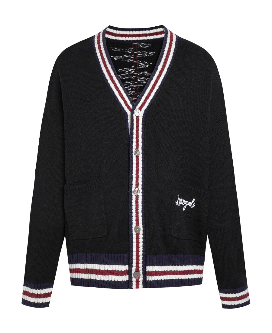 Liuregali Sonic Jacquard Knitted Cardigan In Black