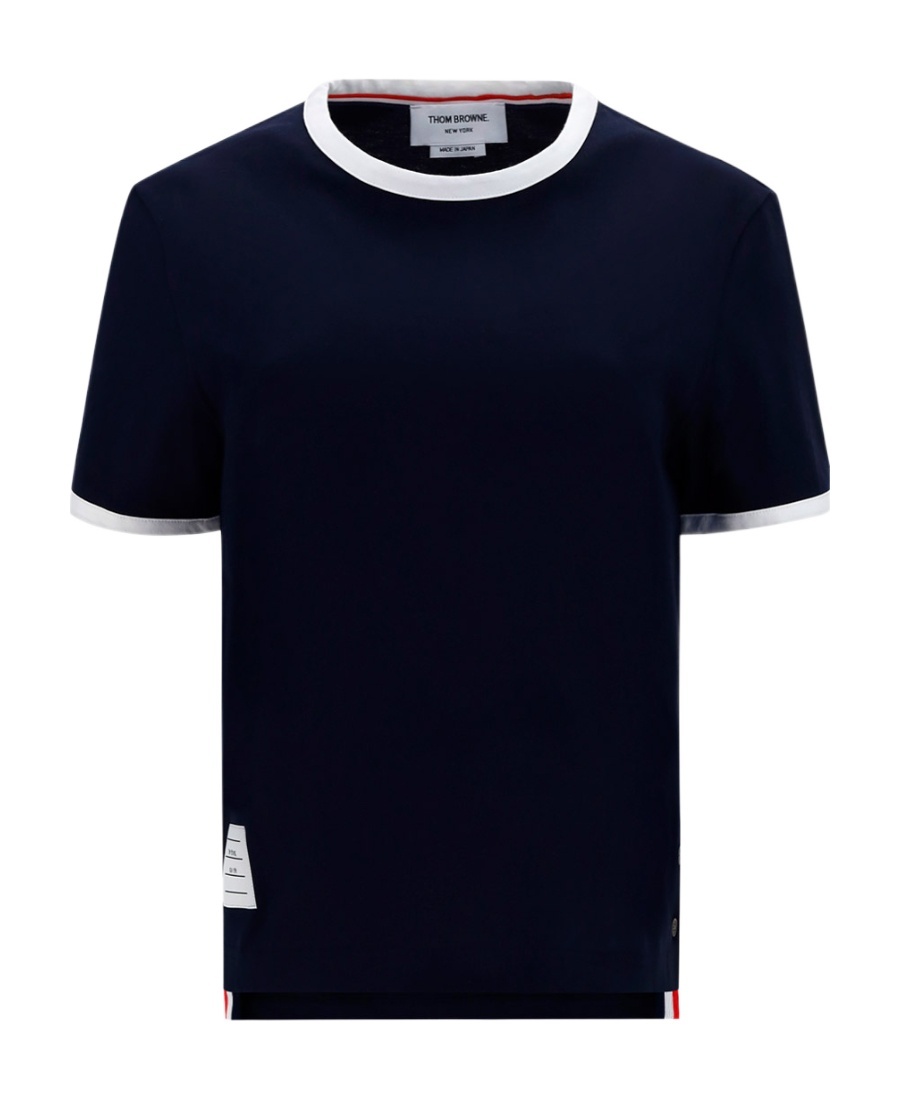 Thom Browne Cotton T-shirt With Logo Patch In Black