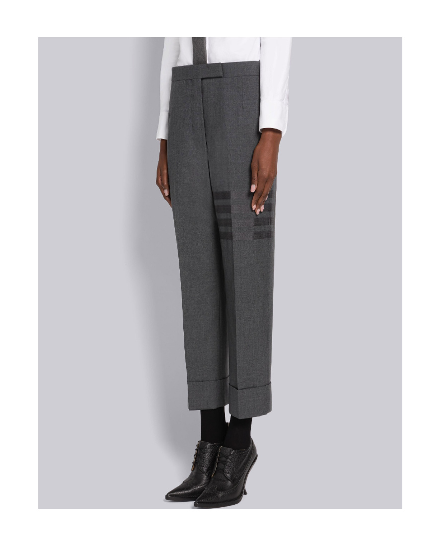 THOM BROWNE 4-BAR STRIPE CROPPED WOOL TROUSERS